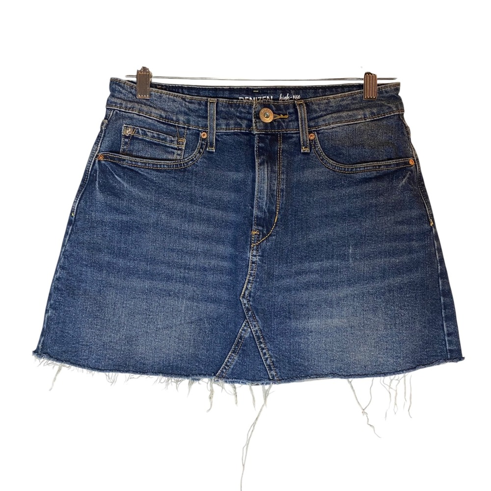 Denizen Levi's Denim‎ Skirt High-Rise Frayed Hem Mini Skirt Blue size 7